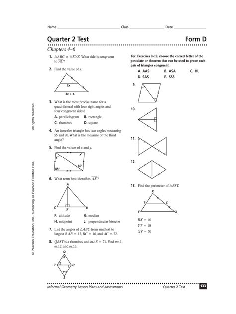 chapter2 geometry test answer key Kindle Editon