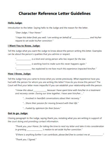 character reference letter guidelines Epub