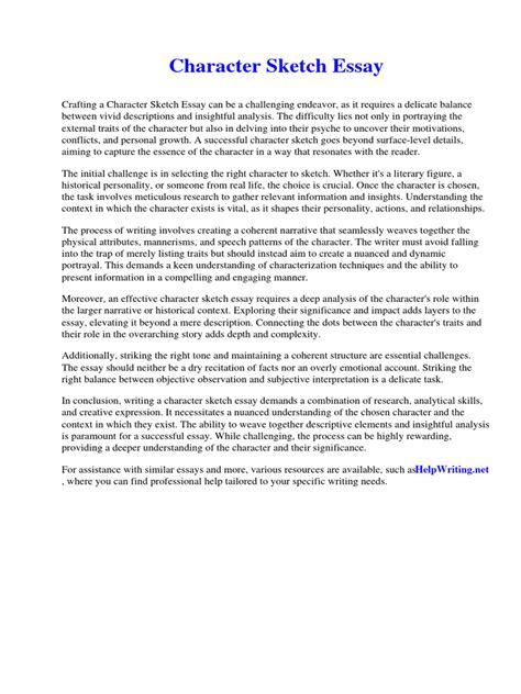 character sketch sample essay Reader