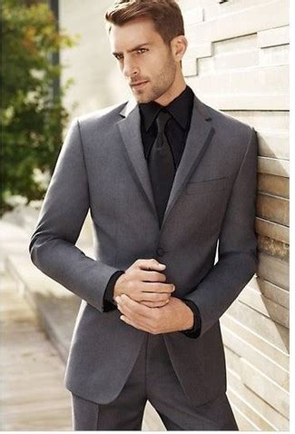 charcoal suit black shirt