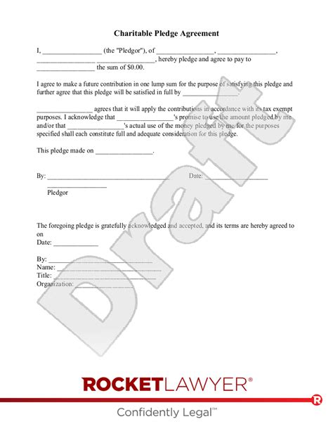 charitable pledge agreement sample Reader