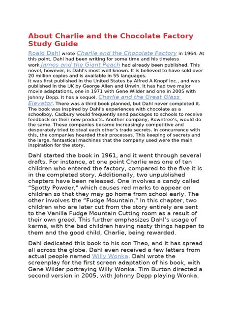 charlie chocolate study guide Kindle Editon