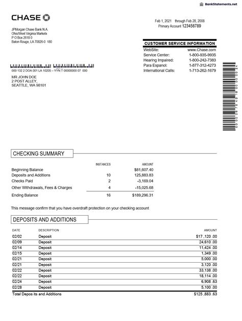 chase bank statement template pdf Ebook PDF