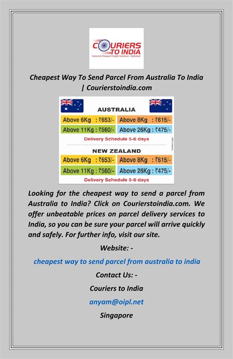 cheapest way to send parcel from singapore to australia