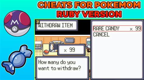 cheat code for rare candy in pokemon ruby