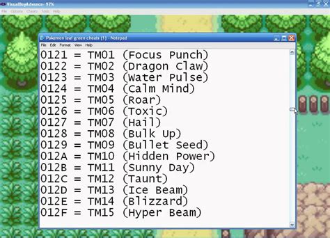 cheat codes in pokemon leaf green