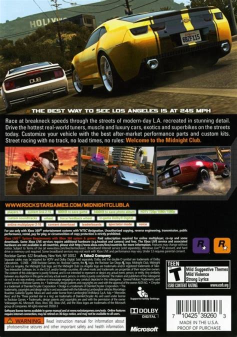 cheats for midnight club la xbox 360