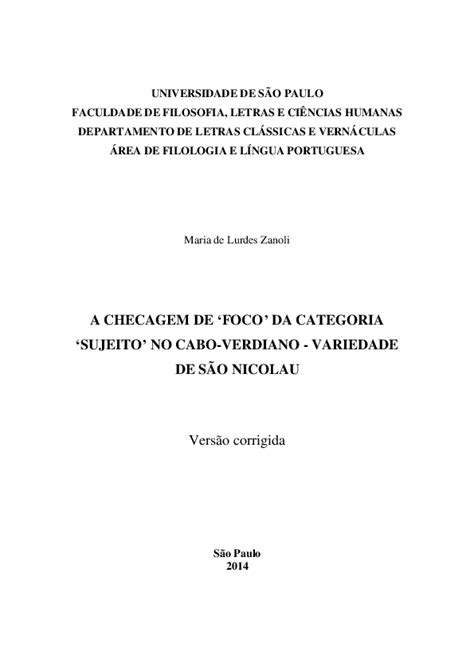 checagem foco categoria sujeito cabo verdiano Doc