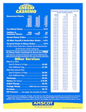 Check Cashing Fee Chart