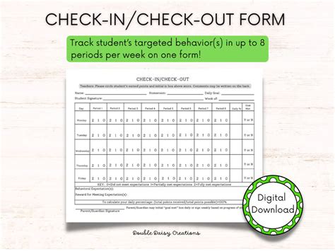 Check In Check Out Intervention Template Free