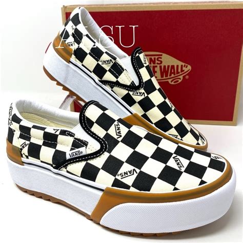 checkered platform vans