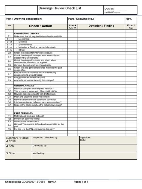 checklist for mechanical engineering drawing PDF