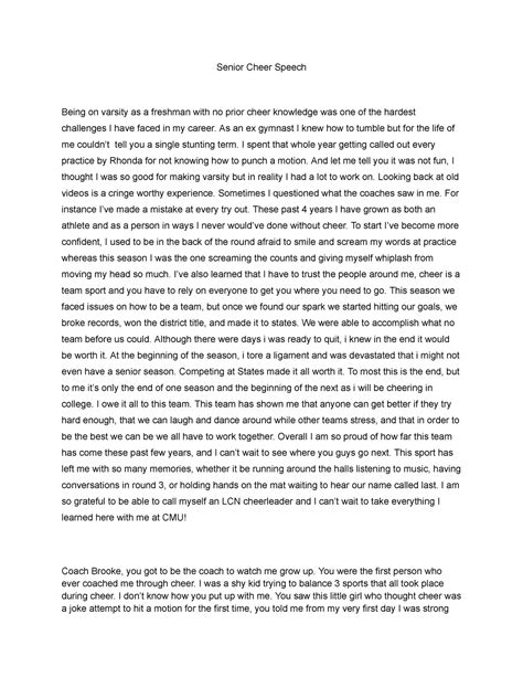 cheer speech by the coach Epub