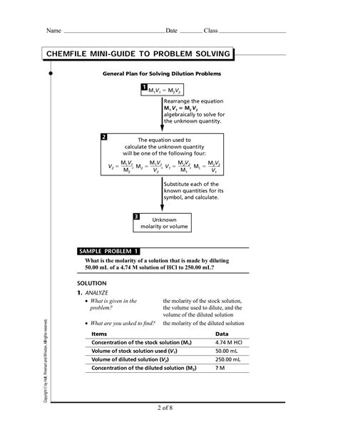 chemfile mini guide to problem solving answer keys PDF