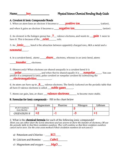 chemical bonding study guide Reader