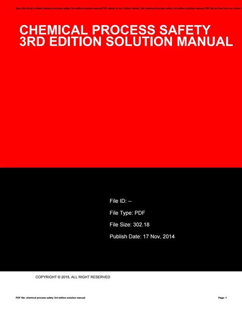 chemical process safety 3rd edition free solution manual Doc