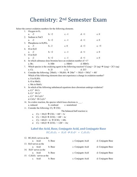 chemistry 2nd semester study guide part 1 Epub