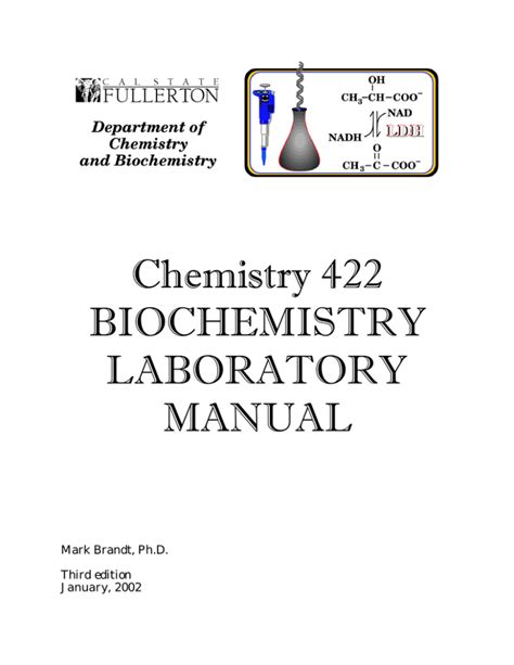 chemistry 422 biochemistry laboratory manual solutions Kindle Editon