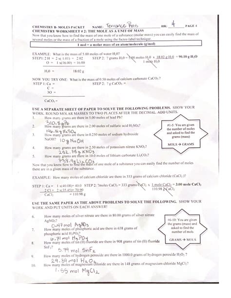 chemistry b moles packet Kindle Editon