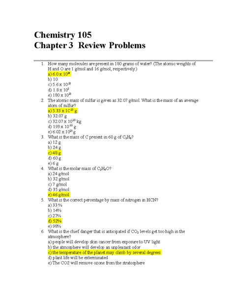 chemistry chapter 3 review Kindle Editon