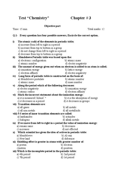 chemistry chapter 3 test review Reader