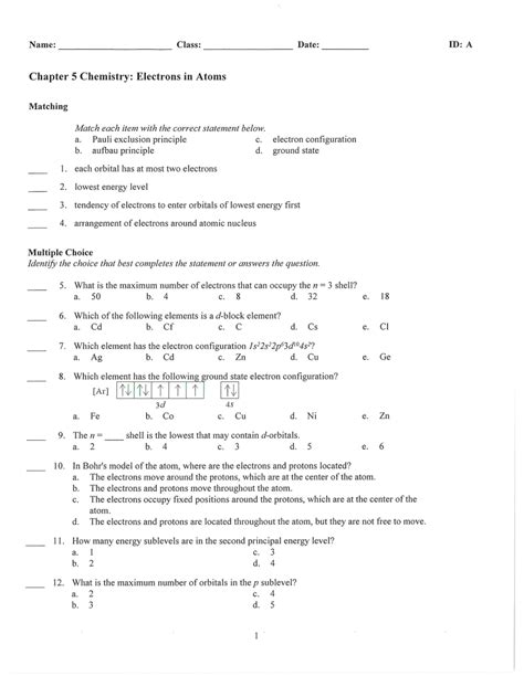 chemistry chapter 5 electrons in atoms test Doc
