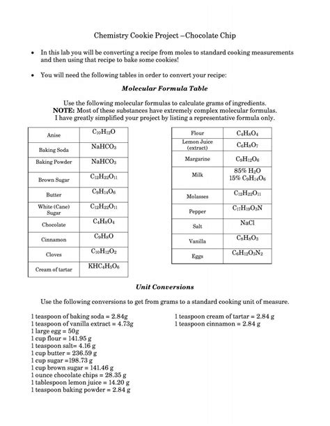 chemistry cookie project chocolate chip answer key common core Reader