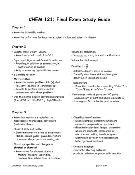 chemistry final exam study guide Kindle Editon