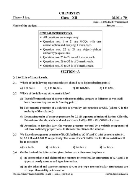 chemistry question paper for class 12 stateboard Reader