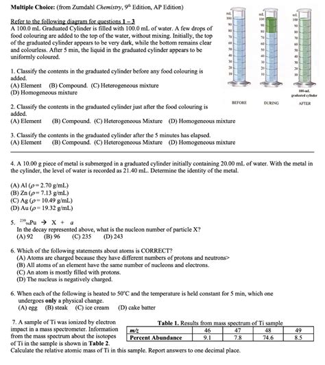 chemistry zumdahl 9th edition ap multiple choice answers Kindle Editon