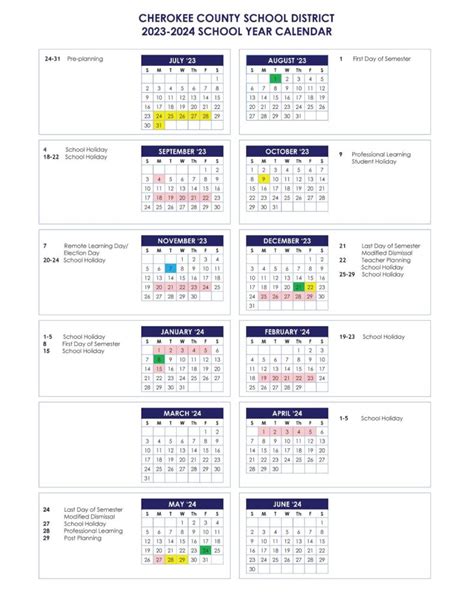 cherokee county school calendar PDF