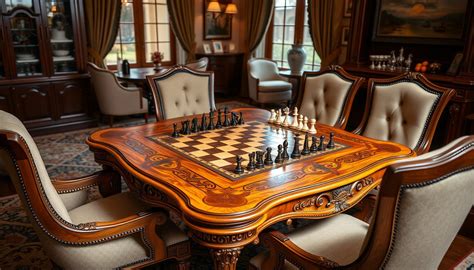 chess table with chairs