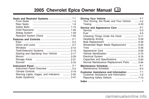 chevrolet epica 2005 user manual Kindle Editon