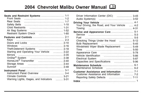 chevrolet malibu 2004 manual free Epub