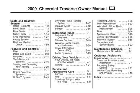 chevrolet traverse owners manual 2009 Epub