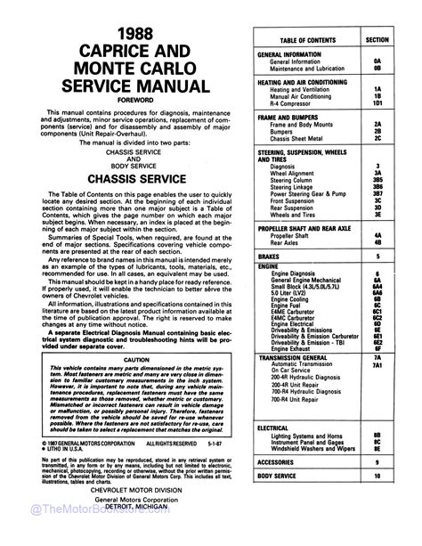 chevy caprice service manual PDF