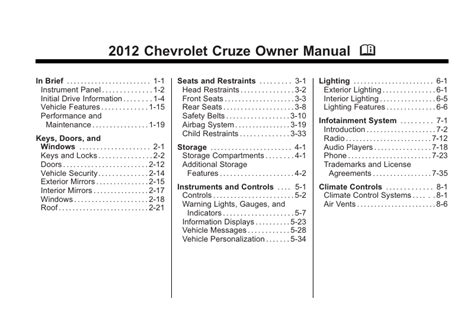 chevy cruze user manual Epub