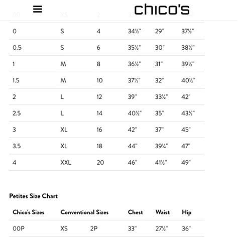 Chico S Jeans Size Chart
