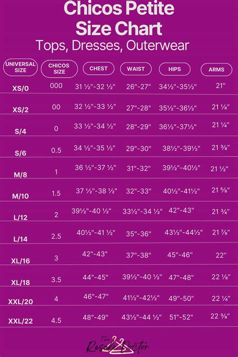 chicos sizing chart