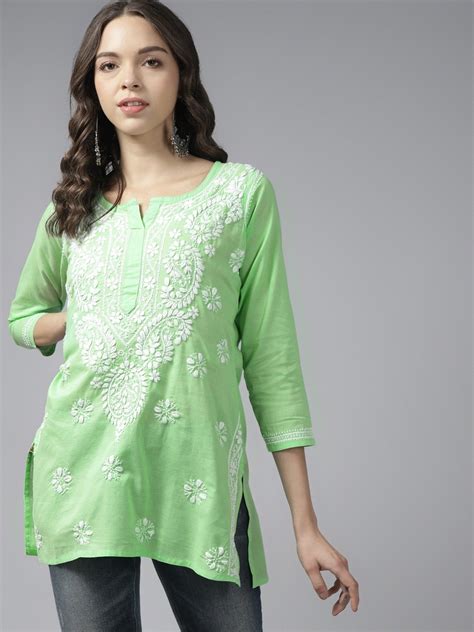 chikankari short kurti