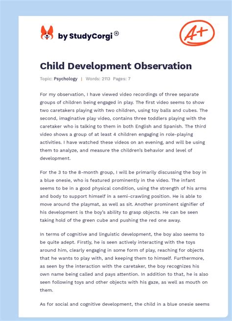 child development observation paper examples Reader