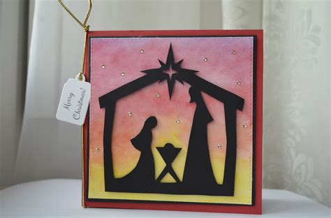 childrens nativity scene card template PDF