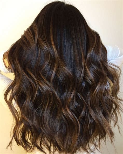 chocolate brown highlights on black hair