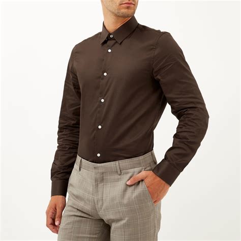 chocolate brown mens shirt