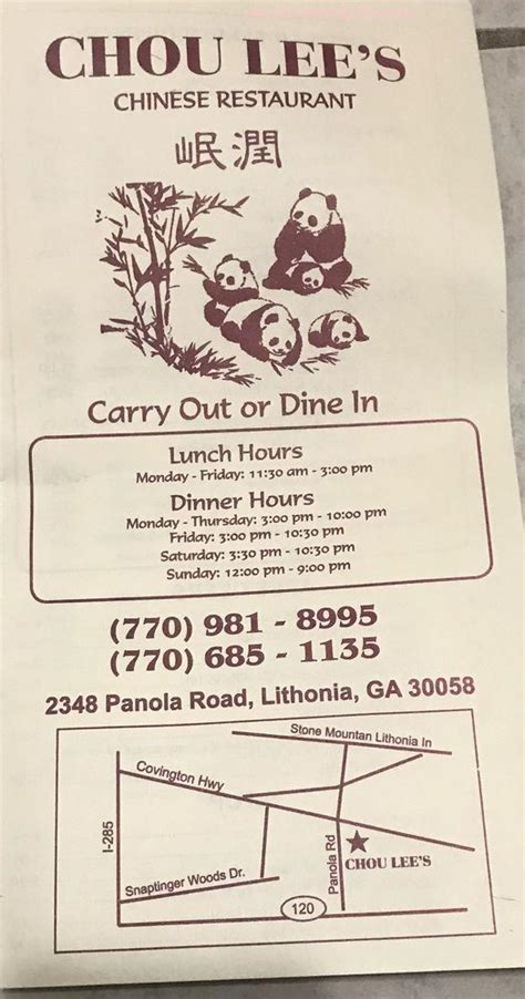 chou lees on covington hwy on panola menu Reader