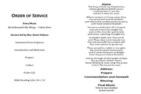 christian funeral order of service example PDF