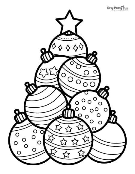 christmas tree decorations to colour