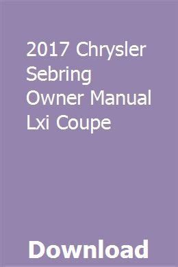chrysler sebring lxi coupe repair manual Ebook Kindle Editon