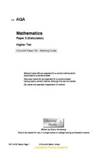 churchill maths paper 2d higher mark scheme Kindle Editon