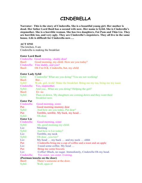 cinderella play script for children PDF